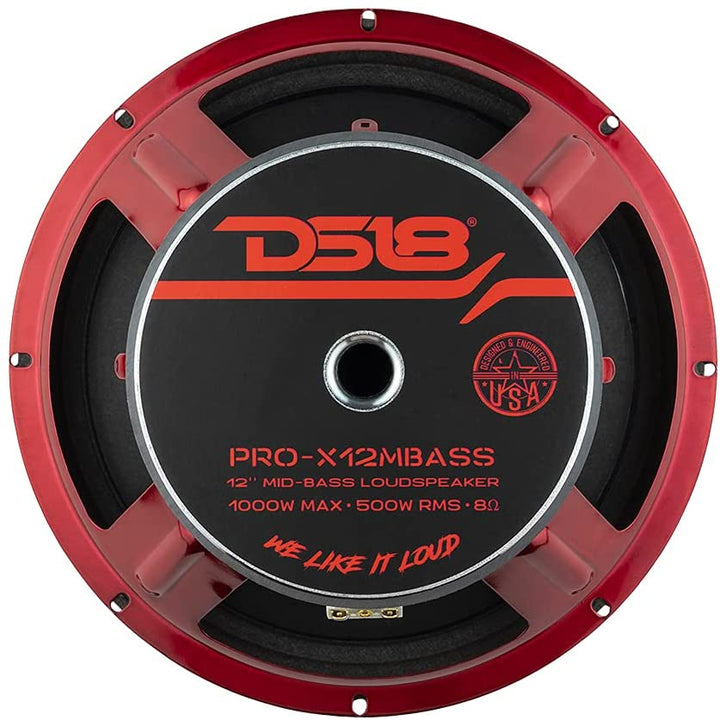 DS18 PRO-X12MBASS Altavoz de medios graves de 12" con tapa antipolvo clásica y bobina móvil de 2,5" - 500 vatios Rms 8 ohmios