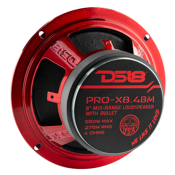 DS18 PRO-X8.4BM Altavoz de rango medio de 8" con bala de aluminio y bobina móvil de 1,5" - 275 vatios Rms 4 ohmios
