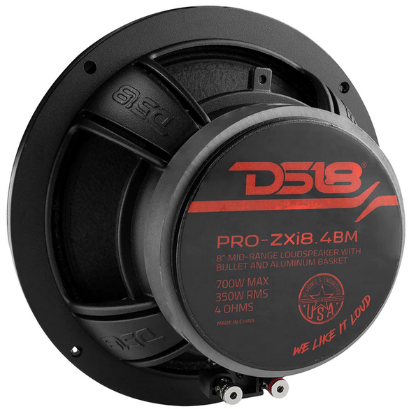 DS18 PRO-ZXI8.4BM Altavoz de rango medio de 8" con bala de aluminio y bobina móvil de 1,5" - 350 vatios Rms 4 ohmios