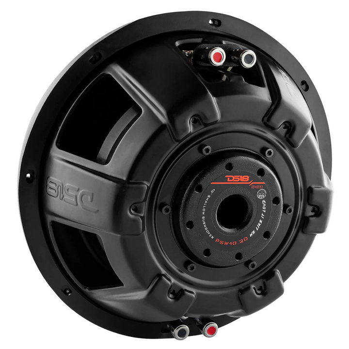 DS18 PSW10.2D Shallow Mount 10" Subwoofer with 2.5" Aluminum Voice Coil - 500 Watts Rms 2-ohm DVC