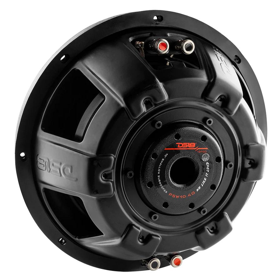 DS18 PSW10.4D Shallow Mount 10" Subwoofer - 500 Watts Rms 4-ohm DVC