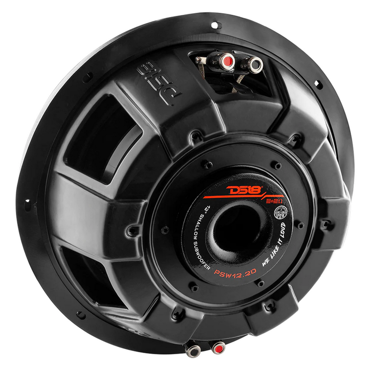 DS18 PSW12.2D Subwoofer de montaje superficial de 12" con cono resistente al agua y bobina móvil de 3" - 600 vatios Rms 2 ohmios DVC