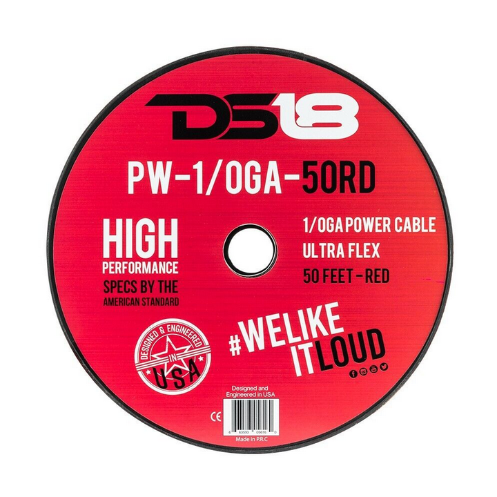 DS18 PW-1/0GA-50RD Cable de alimentación o de tierra de aluminio revestido de cobre calibre 1/0 - Rollo de 50 pies