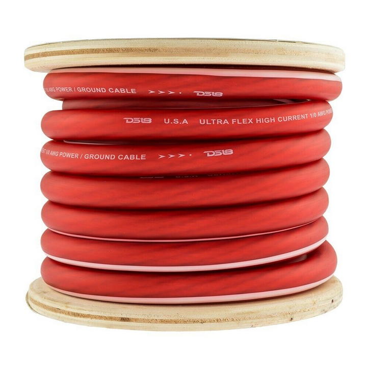 DS18 PW-OFC1/0GA-25RD Cable de alimentación o tierra de cobre 100% libre de oxígeno calibre 1/0 - Rollo de 25 pies