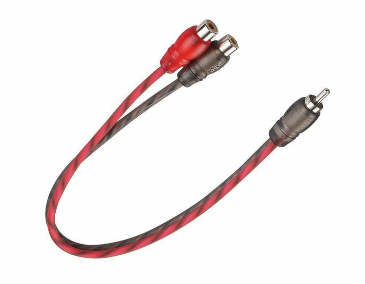Cable adaptador divisor Rca DS18 RCA-1M2F con 1 entrada macho a 2 salidas hembra - Interconexión trenzada ultraflexible