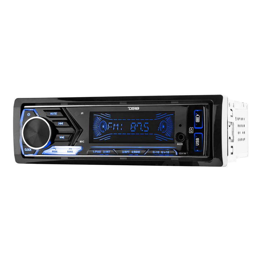 DS18 SDX1 Single-Din Mech-less Car Stereo Head Unit with Bluetooth, Dual USB and 7 Volt Rca Outputs