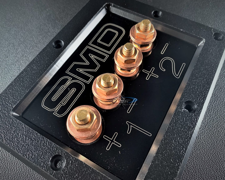 SMD 2-Channel Speaker Box Terminal Plate with 100% Oxygen-free Copper Hardware and Black Acrylic Bezel