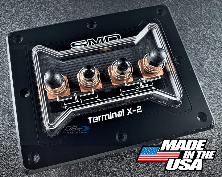 SMD TX-2 2-Channel Speaker Box Terminal Plate with Oxygen-free Copper Hardware and Clear Acrylic Cover - Made in the USA
