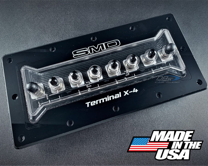 SMD TX-4 4-Channel Speaker Box Terminal Plate with Stainless / Aluminum Hardware and Clear Acrylic Cover - Made in the USA