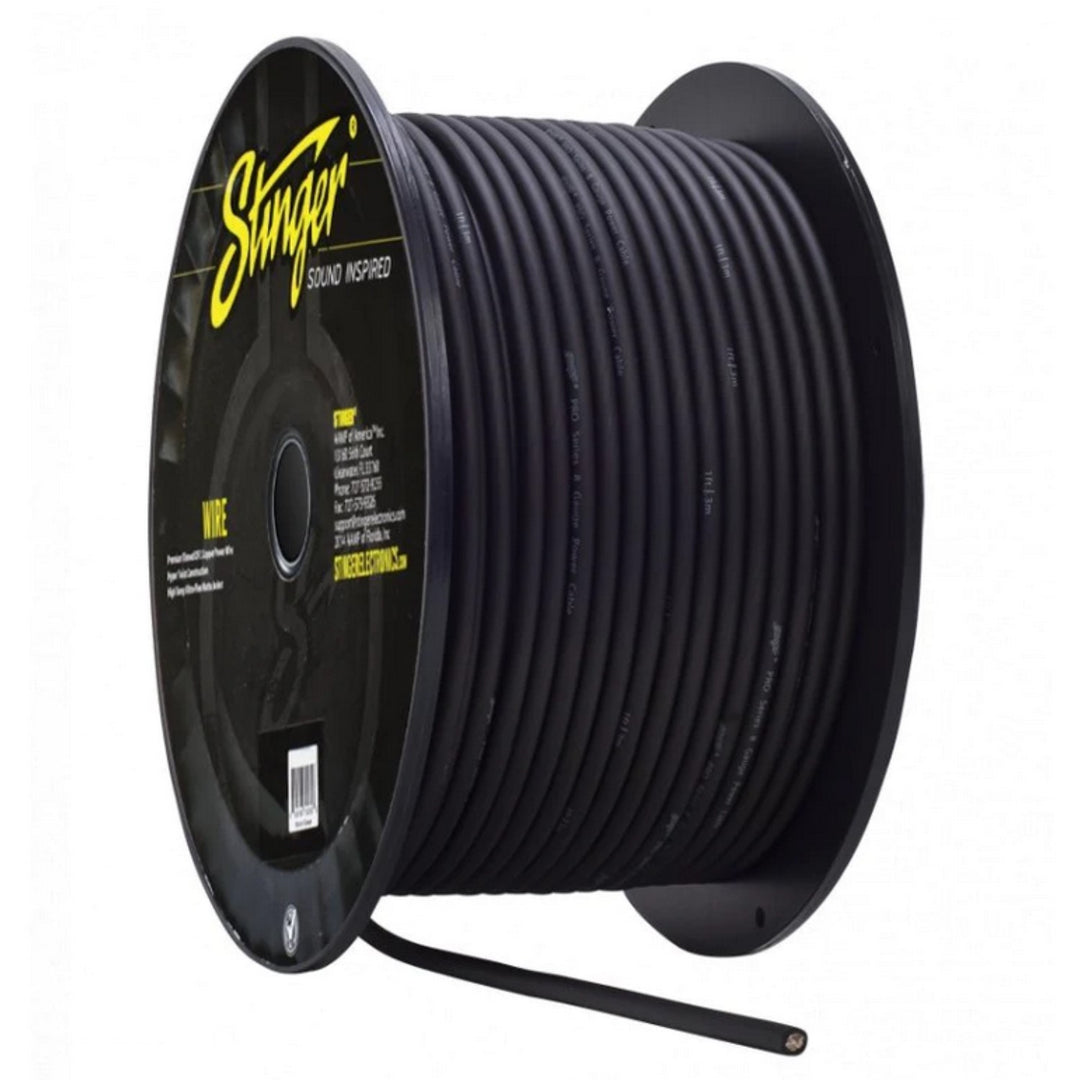 Stinger SPW18TB 8 Gauge Tinned OFC 100% Oxygen-free Copper Power or Ground Wire - 250 Foot Roll - Black