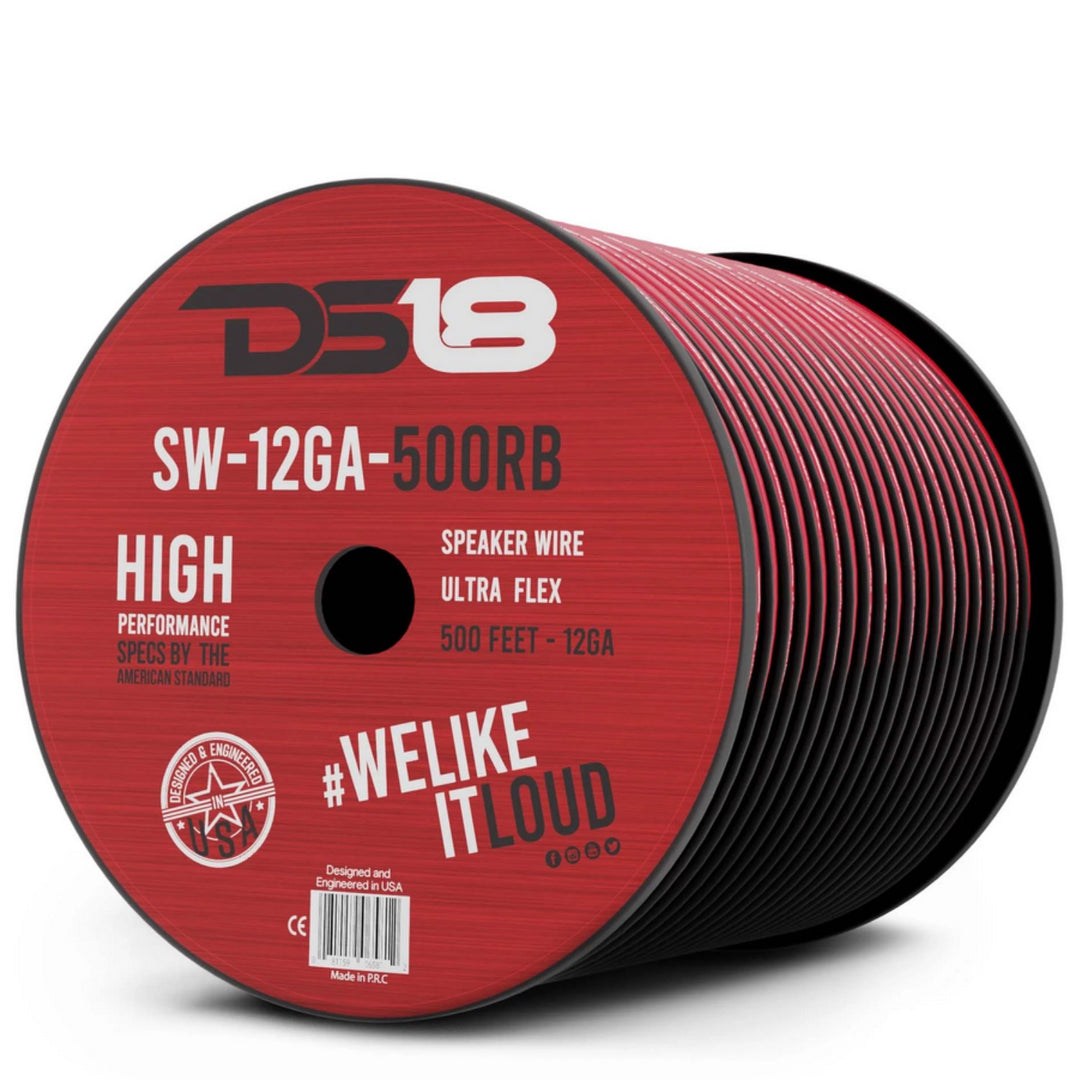 DS18 SW-12GA-500RB Cable de altavoz de aluminio revestido de cobre calibre 12 - Rollo de 500 pies