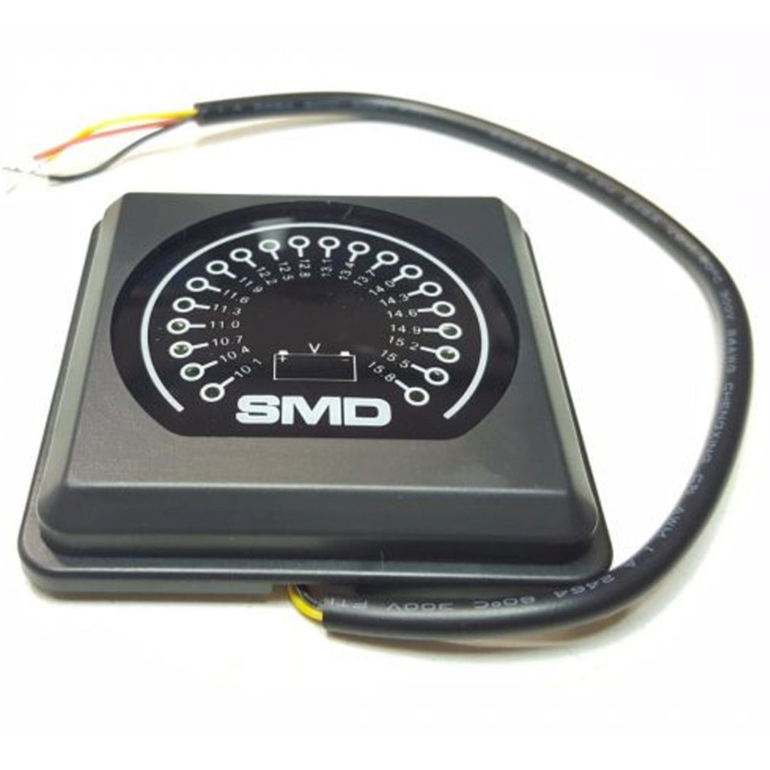 Voltímetro analógico SMD VM-1 de 12 voltios y 3 hilos con luces indicadoras de voltaje LED - Rango de voltaje 10,1 V - 15,8 V