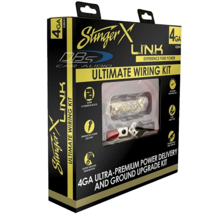 Kit de cableado de amplificador Stinger X2K41 calibre 4 - Cable de cobre 100% libre de oxígeno