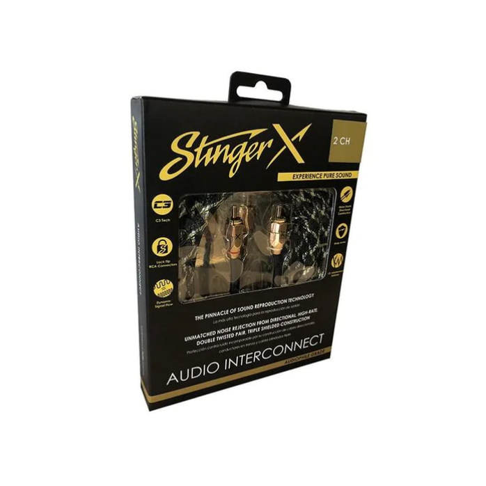 Stinger XI3220 X3 Series Cable de señal Rca de interconexión para audiófilos de 20 pies - Cable de cobre trenzado direccional de 2 canales sin oxígeno
