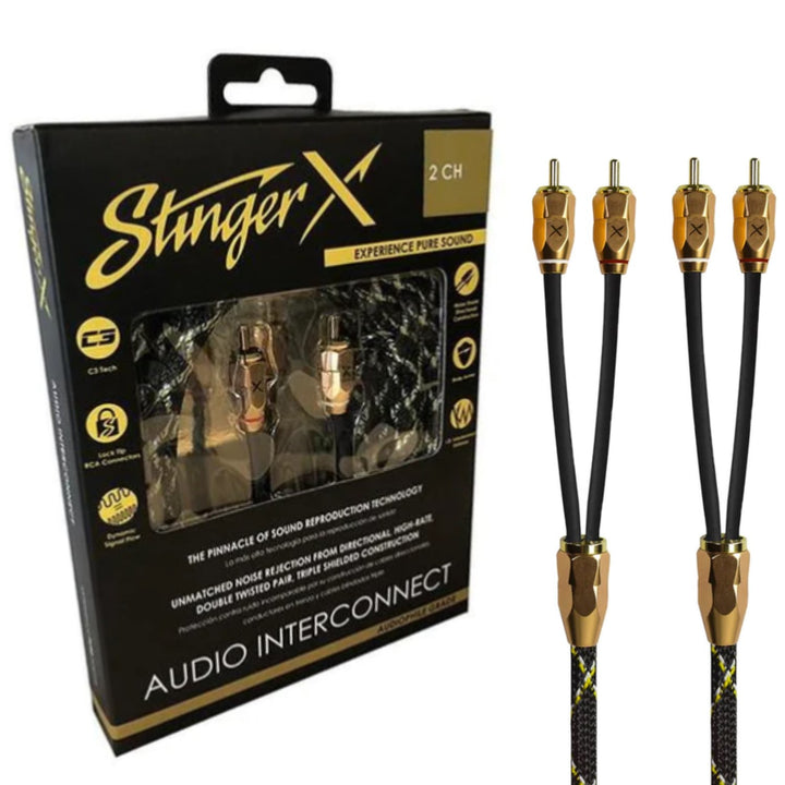 Stinger XI3220 X3 Series Cable de señal Rca de interconexión para audiófilos de 20 pies - Cable de cobre trenzado direccional de 2 canales sin oxígeno