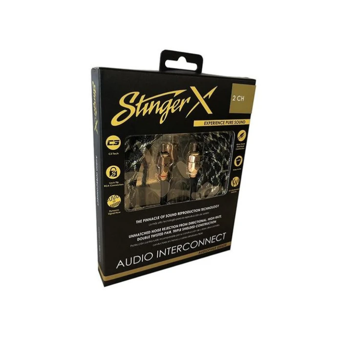 Stinger XI323 X3 Series Cable de señal Rca de interconexión audiófilo de 3 pies - Cable de cobre trenzado direccional de 2 canales sin oxígeno