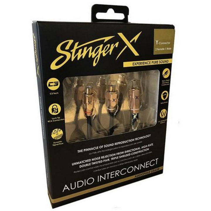 Cable divisor Rca para audiófilos serie Stinger XI32YF X3 con 1 entrada macho y 2 salidas hembra - Cable de cobre trenzado sin oxígeno