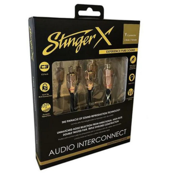 Cable divisor Rca para audiófilos serie Stinger XI32YM X3 con 1 entrada hembra y 2 salidas macho - Cable de cobre trenzado sin oxígeno