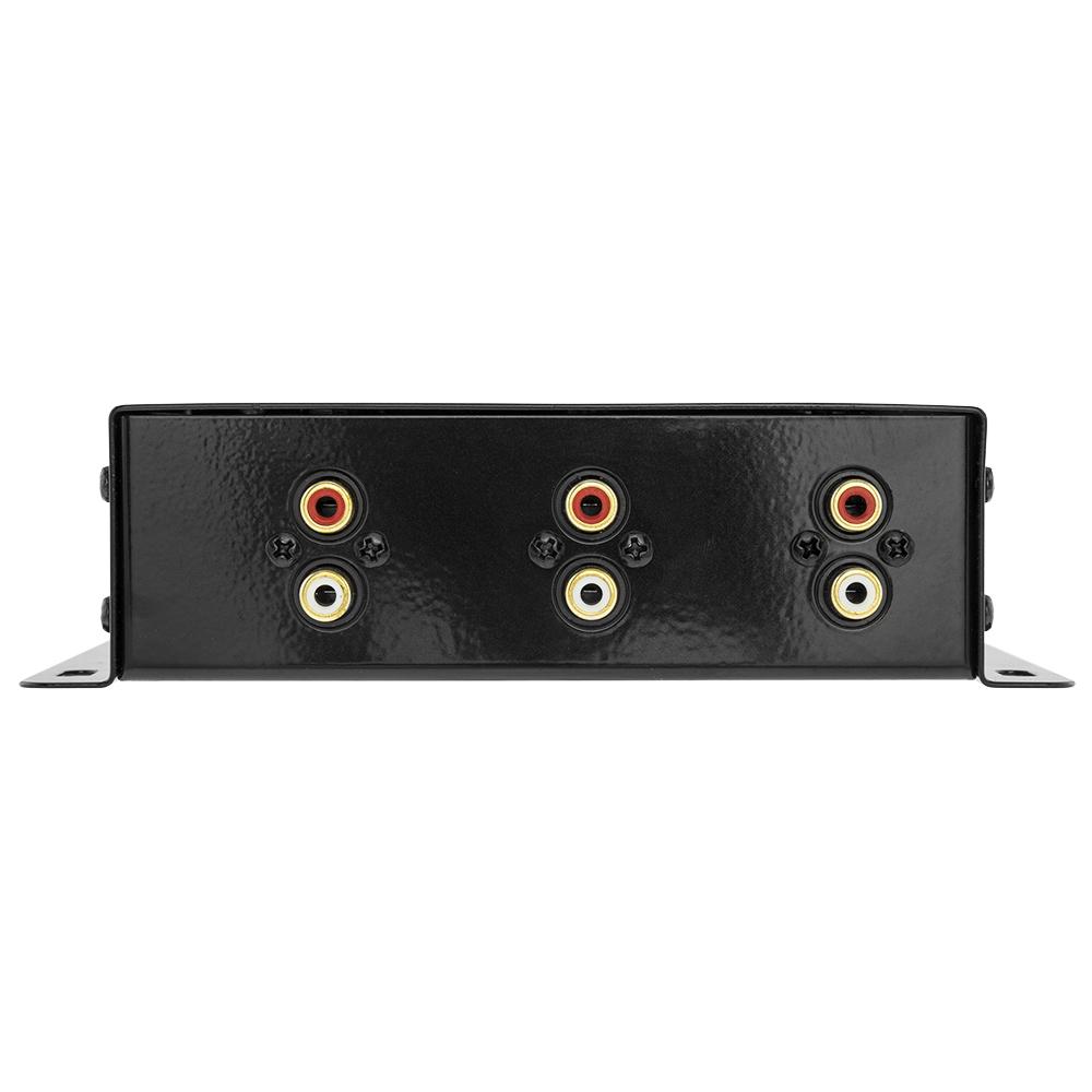 Crossover activo de 3 vías DS18 XM3 con seis salidas Rca de 9 voltios y perilla de control de nivel de subwoofer