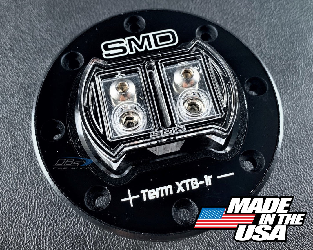 SMD XTB-1 1-Channel Speaker Box Terminal Cup with Stainless / Aluminum Hardware and Black Acrylic Bezel - Made in the USA