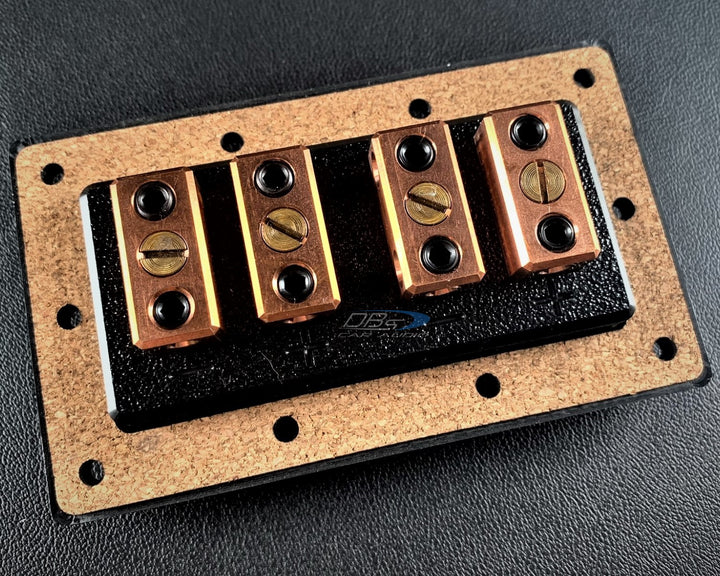 SMD XTB-2 2-Channel Speaker Box Terminal Plate with Oxygen-free Copper Hardware and Black Acrylic Bezel - Made in the USA