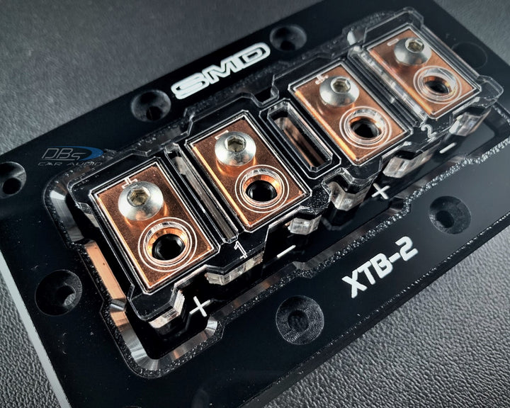 SMD XTB-2 2-Channel Speaker Box Terminal Plate with Oxygen-free Copper Hardware and Black Acrylic Bezel - Made in the USA