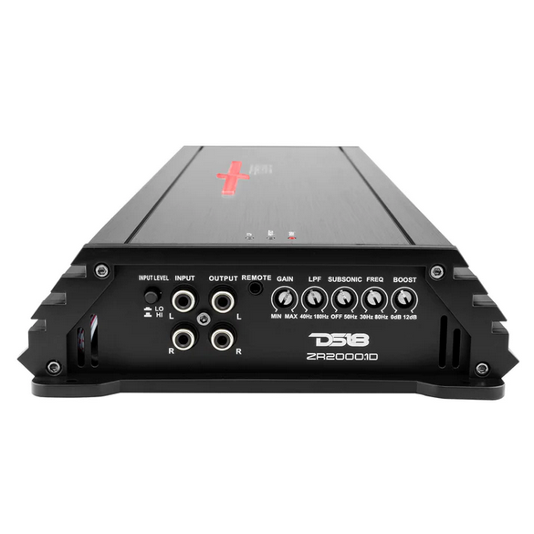 Amplificador de subwoofer monobloque Clase D DS18 ZR2000.1D - 1 x 2000 vatios Rms a 1 ohmio