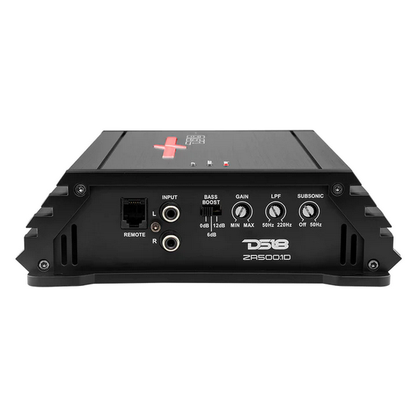 Amplificador de subwoofer monobloque Clase D DS18 ZR500.1D - 1 x 500 vatios Rms a 1 ohmio