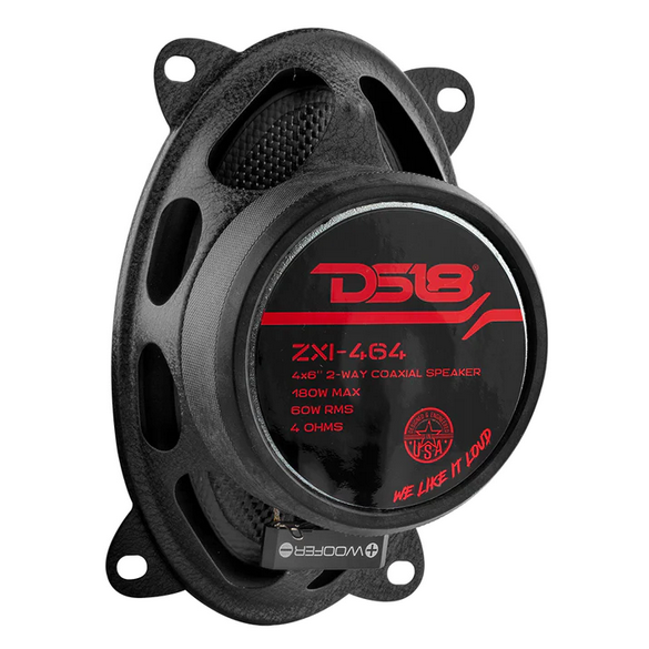 DS18 ZXI-464 Altavoces coaxiales de 2 vías de 4x6" con cono de Kevlar y tweeters incorporados - 60 vatios Rms 4 ohmios