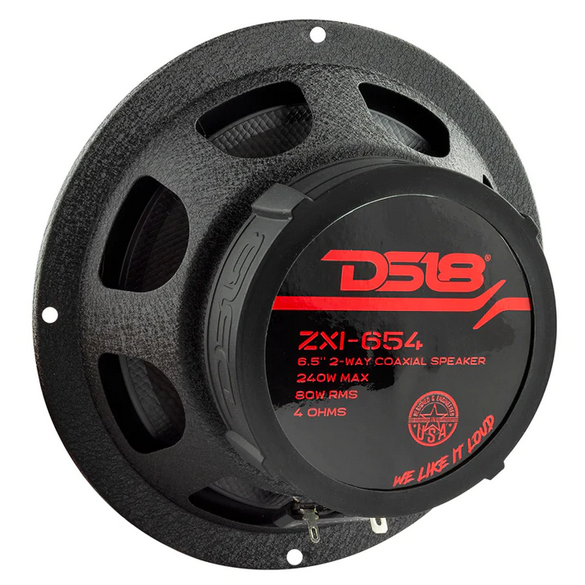 DS18 ZXI-654 6.5" 2-Way Coaxial Speakers with Kevlar Cone - 80 Watts Rms 4-ohm