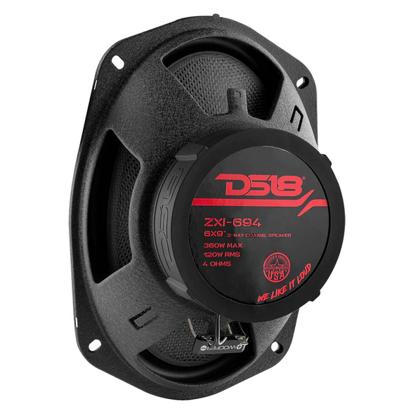 DS18 ZXI-694 6x9" 2-Way Coaxial Speakers with Kevlar Cone and Built-in Tweeters - 120 Watts Rms 4-ohm