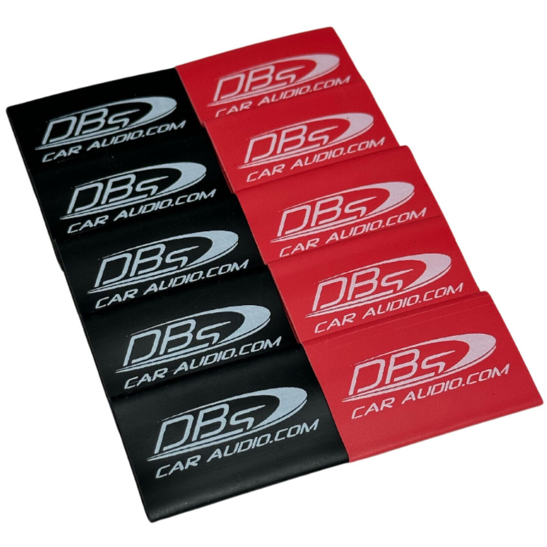 Tubo termorretráctil protector rojo y negro para audio de coche DBs calibre 1/0 - 10 piezas