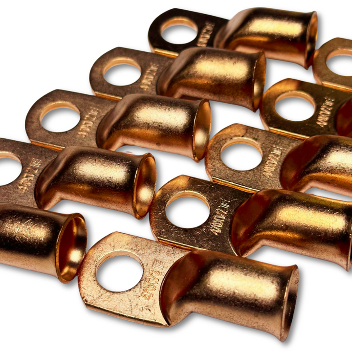 4/0 Gauge 100% OFC Copper Ring Terminal Lug with 1/2" Hole - 10 Pieces