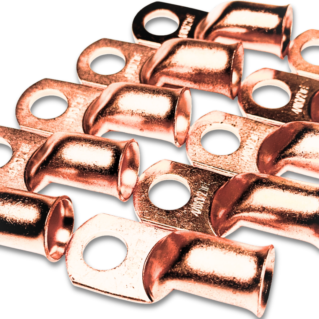 4/0 Gauge 100% OFC Copper Ring Terminal Lug with 1/2" Hole - 10 Pieces