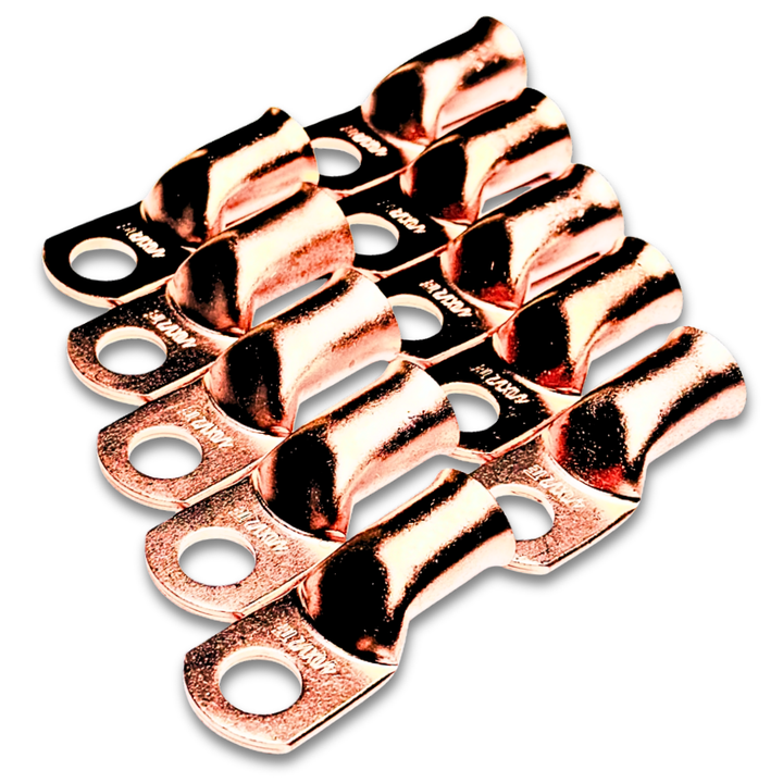 4/0 Gauge 100% OFC Copper Ring Terminal Lug with 1/2" Hole - 10 Pieces