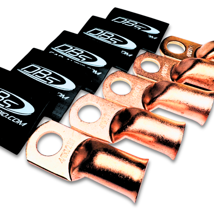 4/0 Gauge Copper Lug Ring Terminals with 1/2" Hole - DBs Black Heat Shrink
