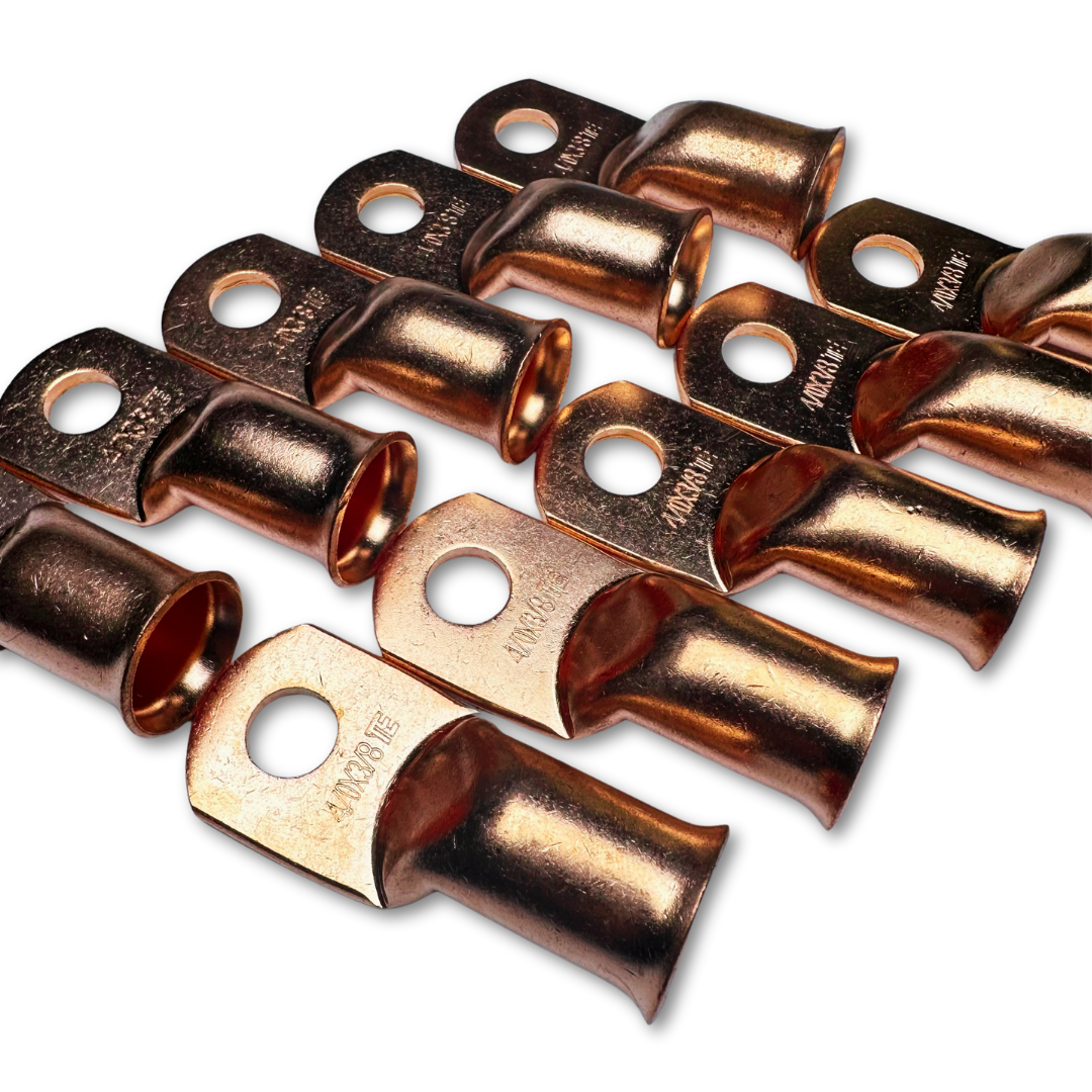 4/0 Gauge 100% OFC Copper Ring Terminal Lug with 3/8" Hole - 10 Pieces
