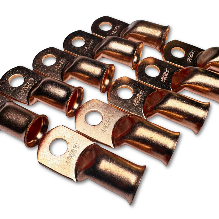 Terminal de anillo de cobre 100% OFC calibre 4/0 con orificio de 3/8" - 10 piezas