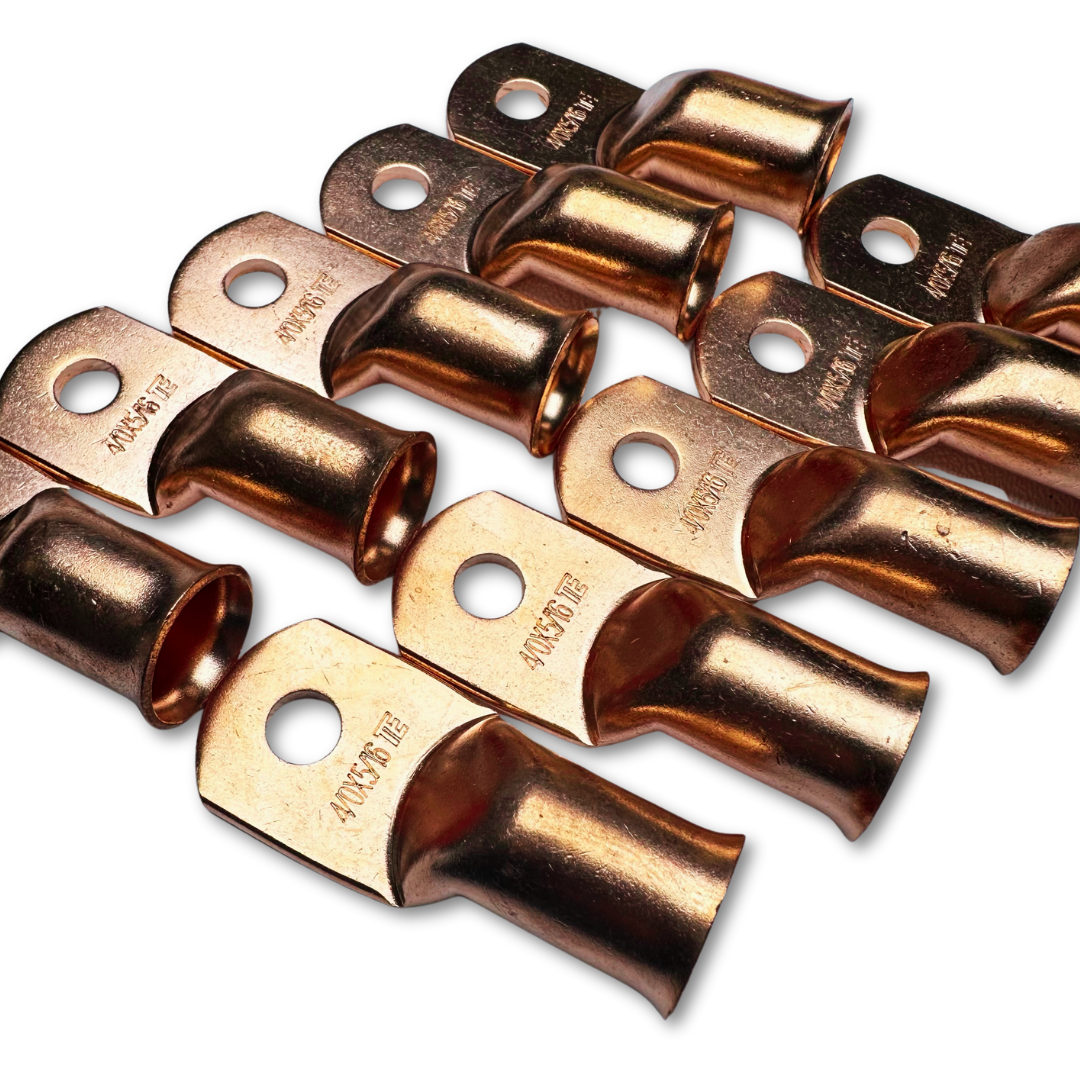 DBs Car Audio 4/0 Gauge OFC Copper Ring Terminals – 1/2" Hole, Black Heat Shrink, 5-Pack