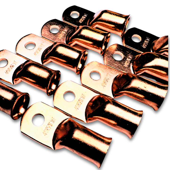 Terminal de anillo de cobre 100% OFC calibre 4/0 con orificio de 5/16" - 10 piezas