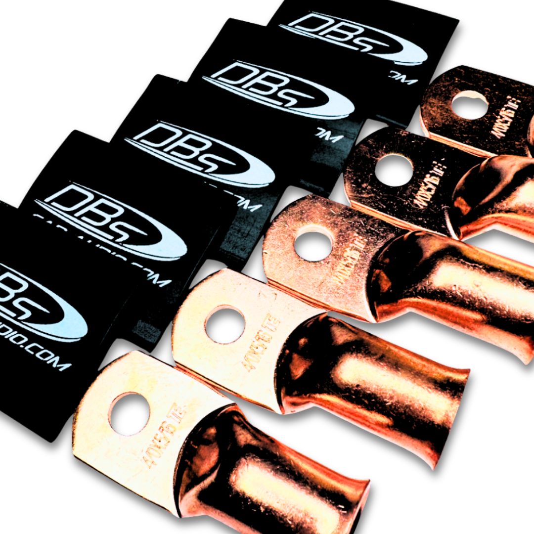 4/0 Gauge Copper Lug Ring Terminals with 5/16" Hole - DBs Black Heat Shrink
