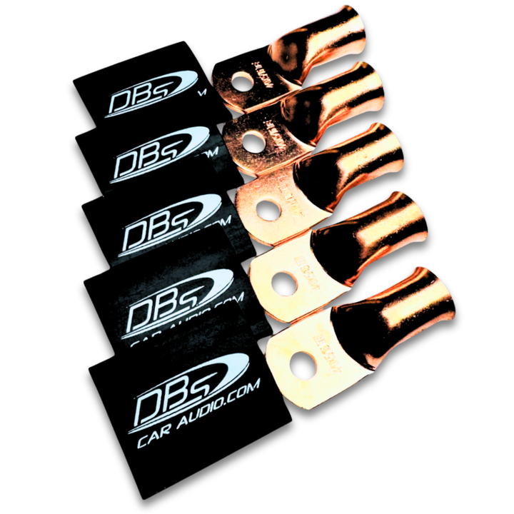 4/0 Gauge Copper Lug Ring Terminals with 5/16" Hole - DBs Black Heat Shrink