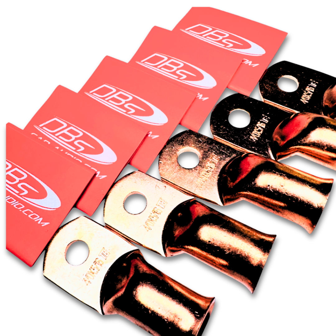 4/0 Gauge Copper Lug Ring Terminals with 5/16" Hole - DBs Red Heat Shrink