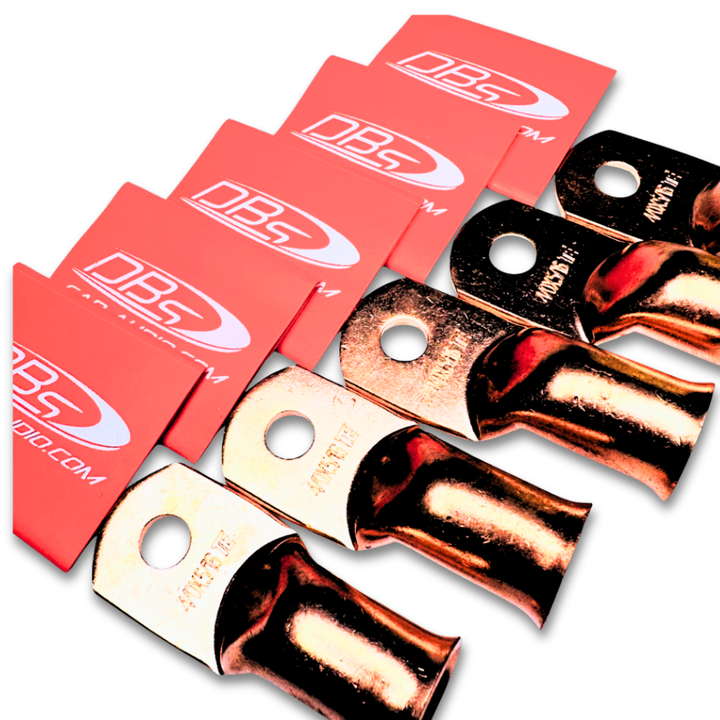 4/0 Gauge Copper Lug Ring Terminals with 5/16" Hole - DBs Red Heat Shrink