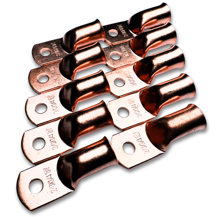 2/0 Gauge Copper Ring Terminal Lug with 1/4" Hole - 10 Pieces