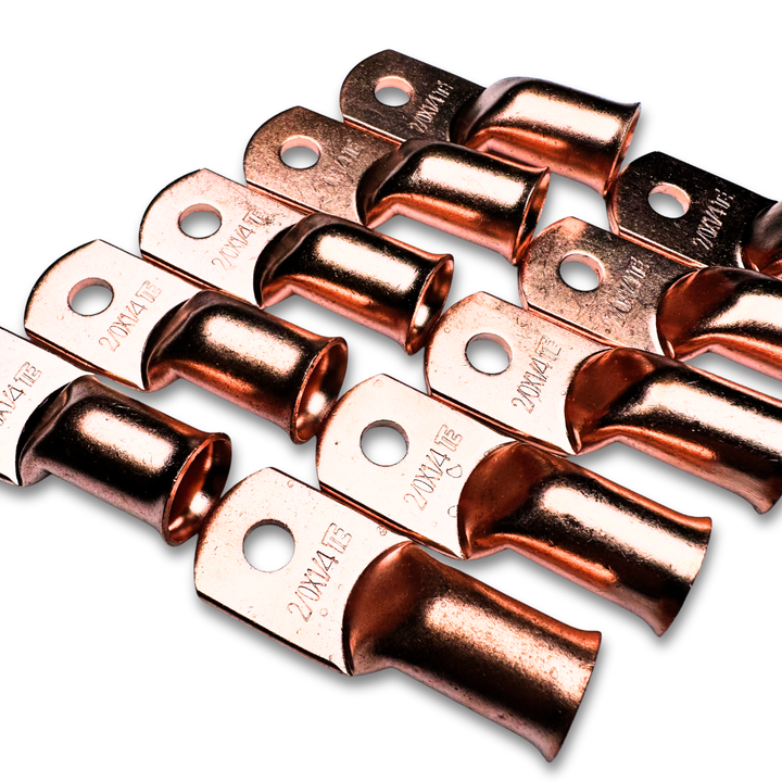 2/0 Gauge Copper Ring Terminal Lug with 1/4" Hole - 10 Pieces