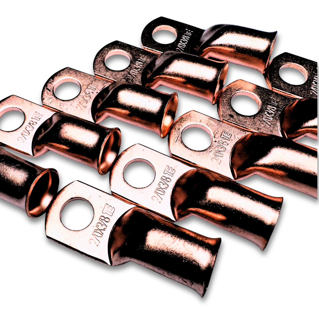 2/0 Gauge Copper Ring Terminal Lug with 3/8" Hole - 10 Pieces