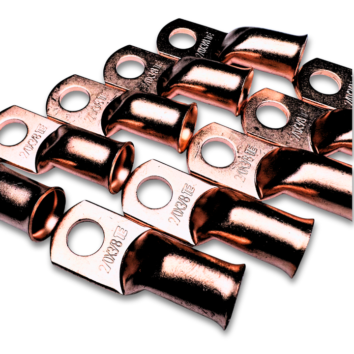 2/0 Gauge Copper Ring Terminal Lug with 3/8" Hole - 10 Pieces