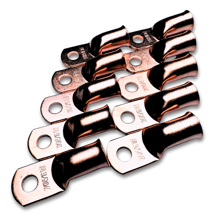2/0 Gauge Copper Ring Terminal Lug with 5/16" Hole - 10 Pieces