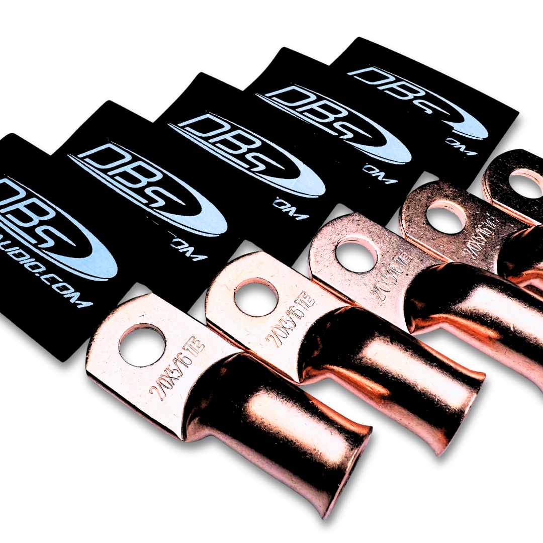 2/0 Gauge Copper Lug Ring Terminals with 5/16" Hole - DBs Black Heat Shrink